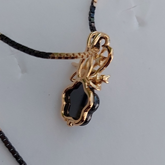 Ceramic Flower Pendant in Two Tone Necklace - Picture 5 of 6